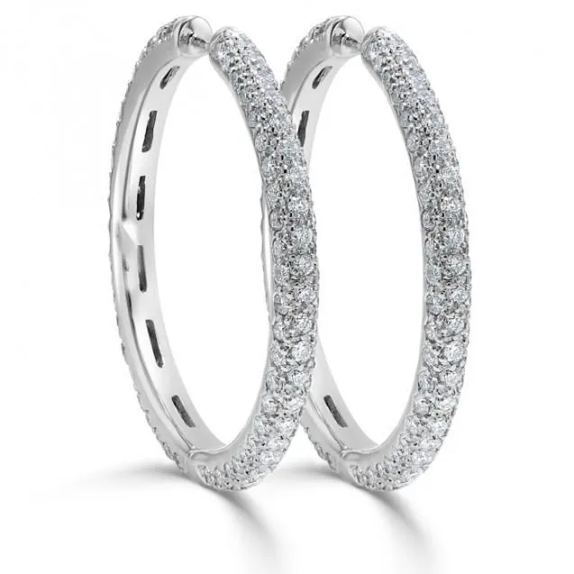 GB Earrings 8 Carat Trendy Natural Earth Mined Diamond Hoop Designer Earrings