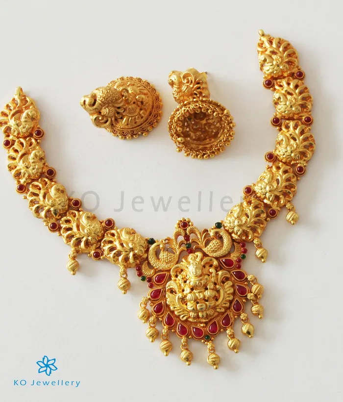 The Nitya Lakshmi Silver Peacock Bridal Necklace Silversmith Necklaces