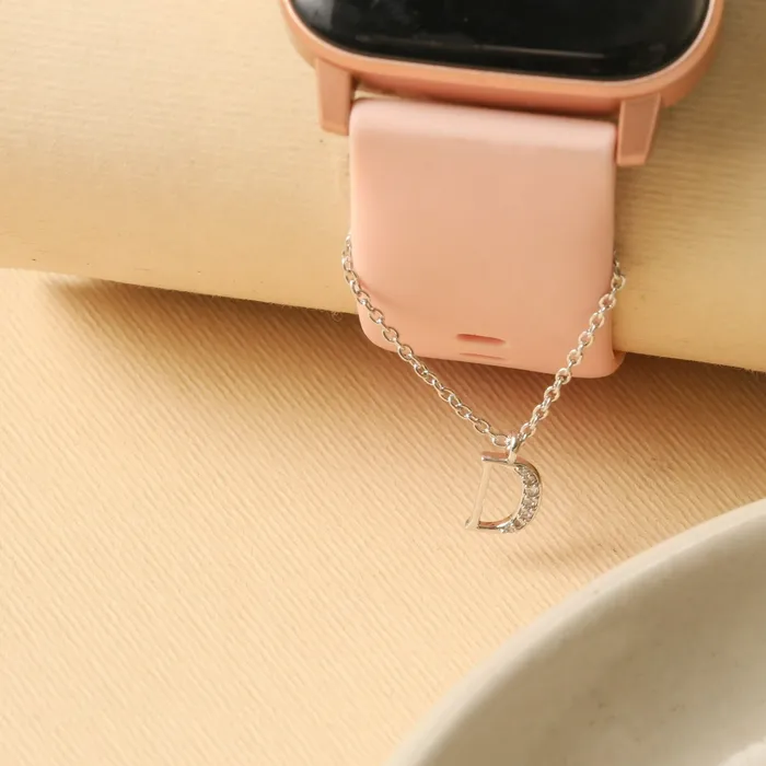 Alphabet CZ White Gold Plated Silver Watch Charm SILVER Charm Necklaces