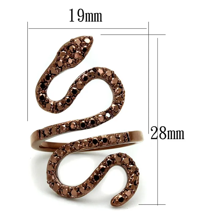 Alamode Rings 3W1150 IP Coffee light Brass Ring with AAA Grade CZ in Light Coffee