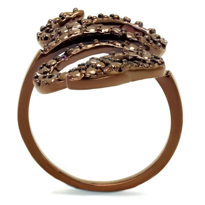 Alamode Rings 3W1150 IP Coffee light Brass Ring with AAA Grade CZ in Light Coffee