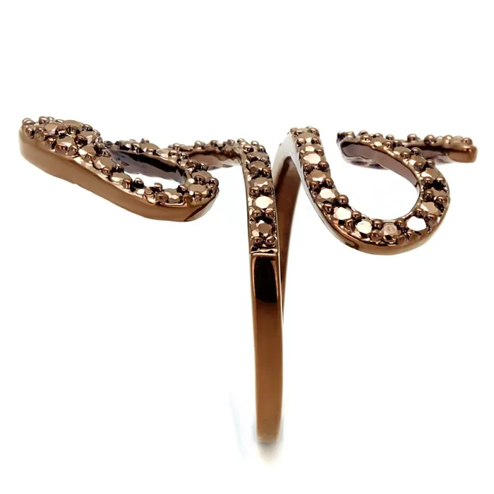 Alamode Rings 3W1150 IP Coffee light Brass Ring with AAA Grade CZ in Light Coffee