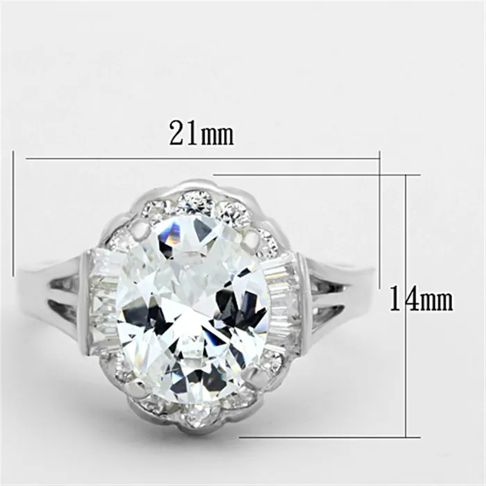 Alamode Rings LOS701 Silver 925 Sterling Silver Ring with AAA Grade CZ in Clear