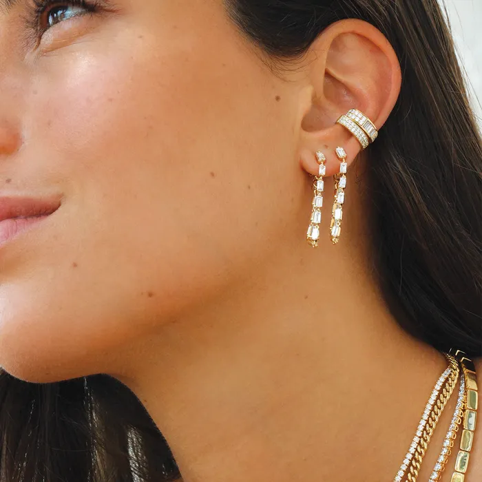 BAGUETTE DIAMOND LOOP EARRINGS anitako Earrings