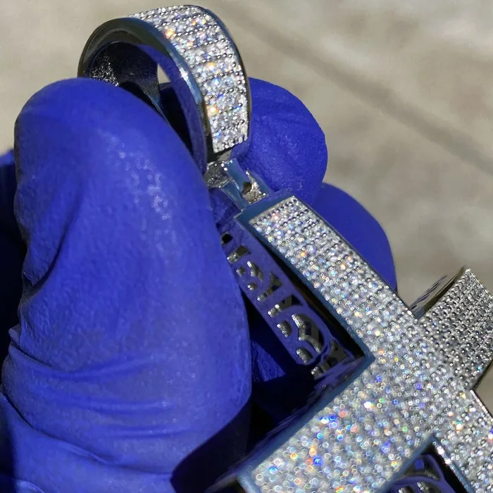 Bling Cartel Admin Necklaces 925 Sterling Silver Cross Iced Flooded Out Micro Pave CZ Pendant 2