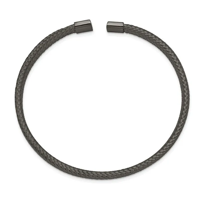 Bracelets Chisel Stainless Steel Polished Black IPplated 600mm Mesh Wire Cuff Bangle