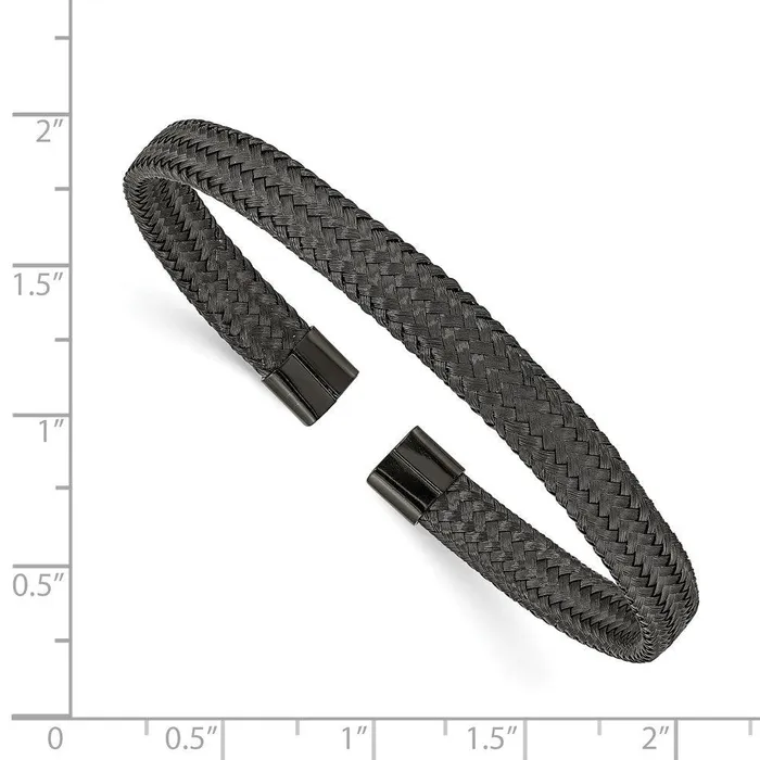 Bracelets Chisel Stainless Steel Polished Black IPplated 600mm Mesh Wire Cuff Bangle