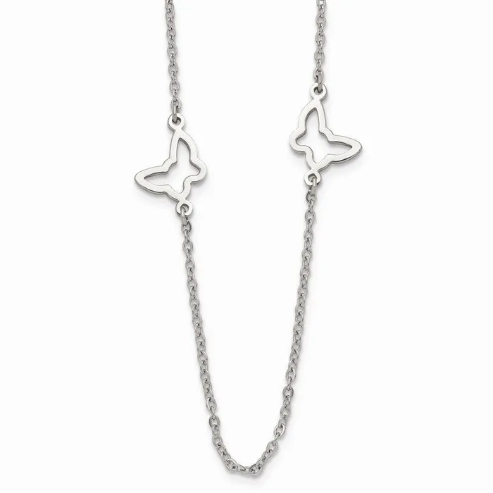 Chisel Necklaces Stainless Steel Butterfly Necklace