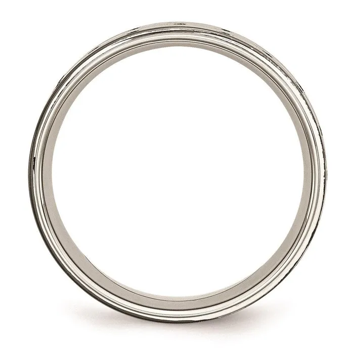 Chisel Rings Stainless Steel Polished Black IPplated 8mm Grooved Ring