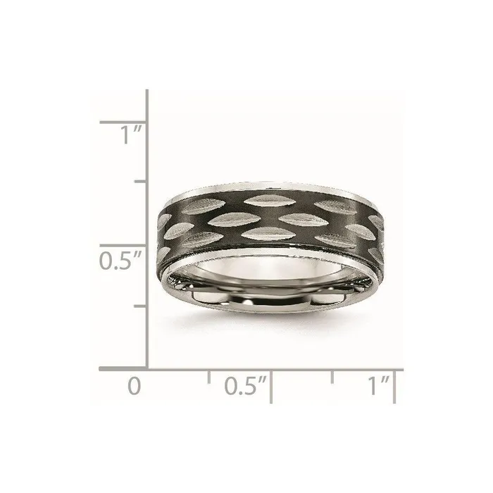 Chisel Rings Stainless Steel Polished Black IPplated 8mm Grooved Ring