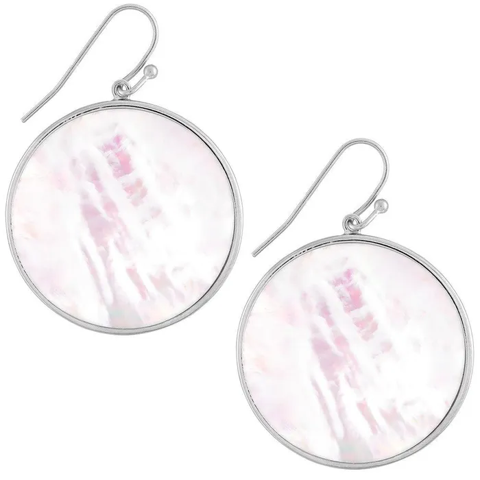 Classic Earrings Sterling Silver Large Round White MOP Earrings