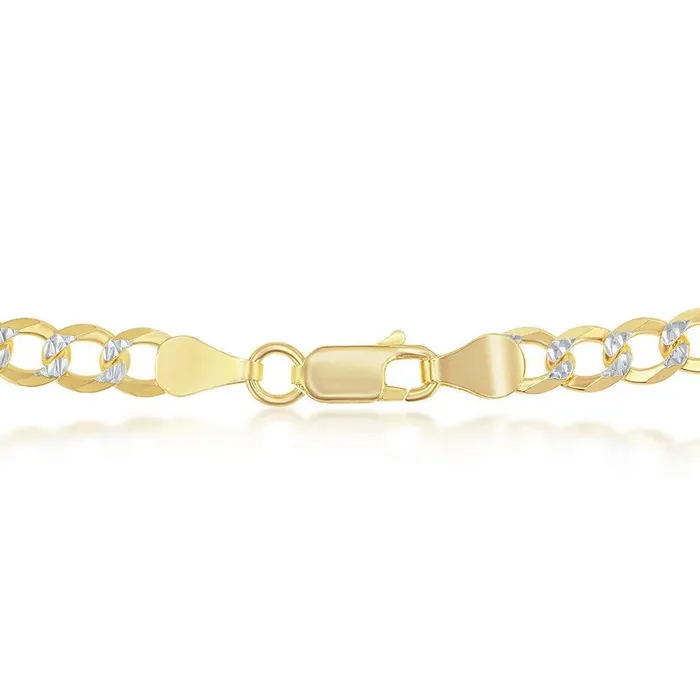 Classic Rings Sterling Silver 5mm Pave Cuban Chain Gold Plated