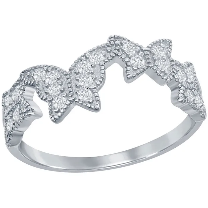 Classic Womens Silver Clear CZ Butterfly Ring W8020 Classic Rings