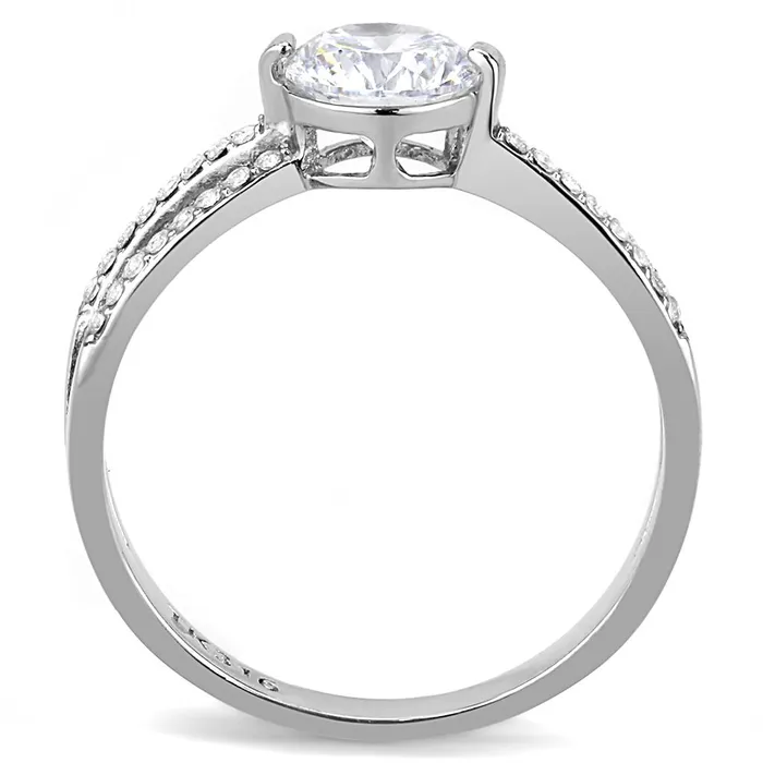 DA002 High polished no plating Stainless Steel Ring with AAA Grade CZ in Clear Alamode Rings