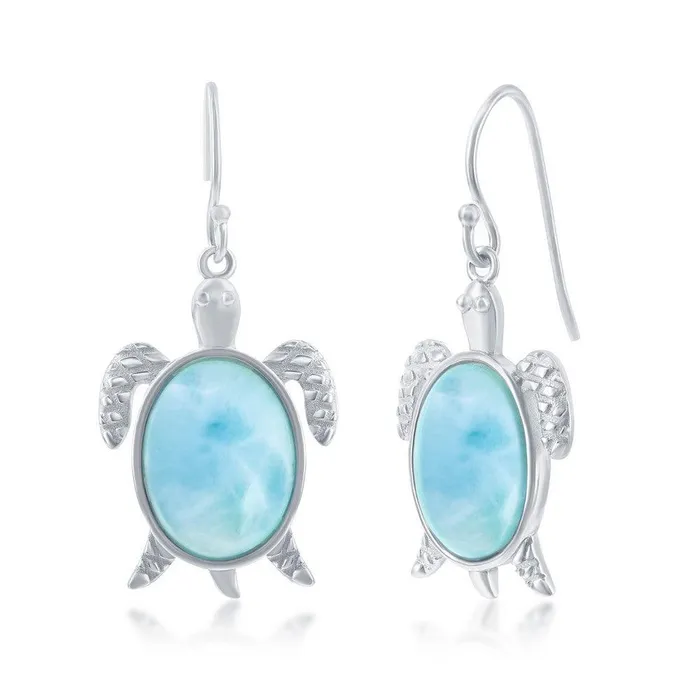 Earrings Classic Sterling Silver Larimar Turtle Earrings