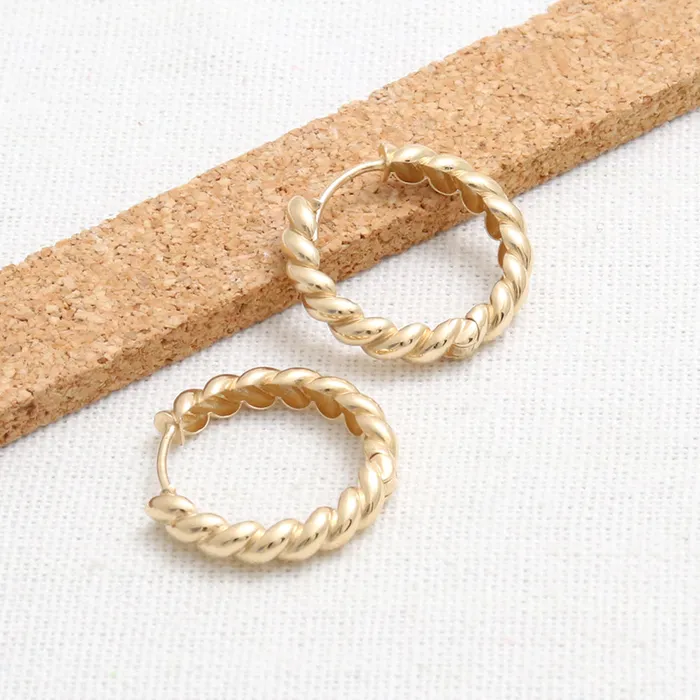 from J Shop Earrings Twisted Rope Huggie Earrings Large