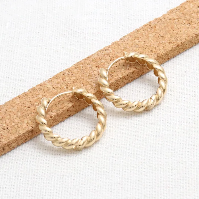 from J Shop Earrings Twisted Rope Huggie Earrings Large