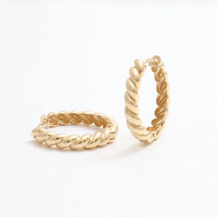 from J Shop Earrings Twisted Rope Huggie Earrings Large