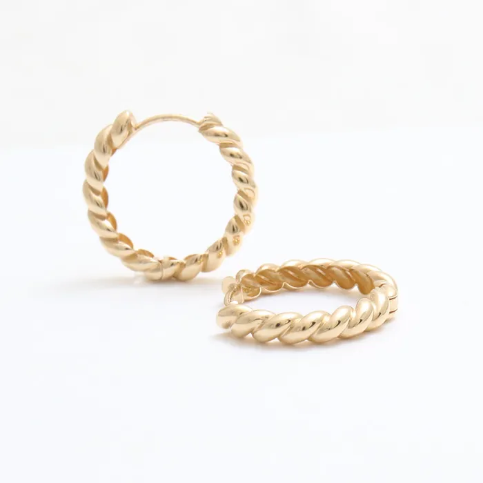 from J Shop Earrings Twisted Rope Huggie Earrings Large