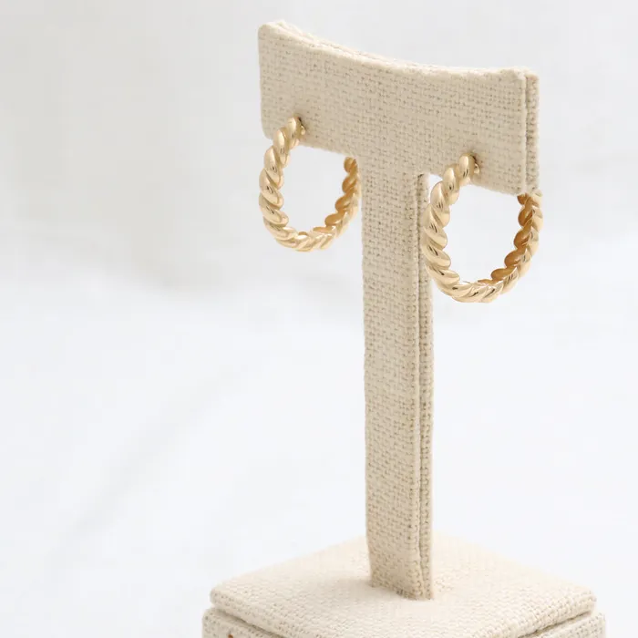 from J Shop Earrings Twisted Rope Huggie Earrings Large