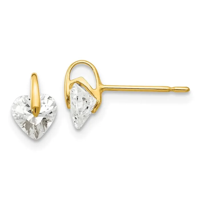 Jewelry Madi K Kids 14k CZ Heart Post Earrings Earrings