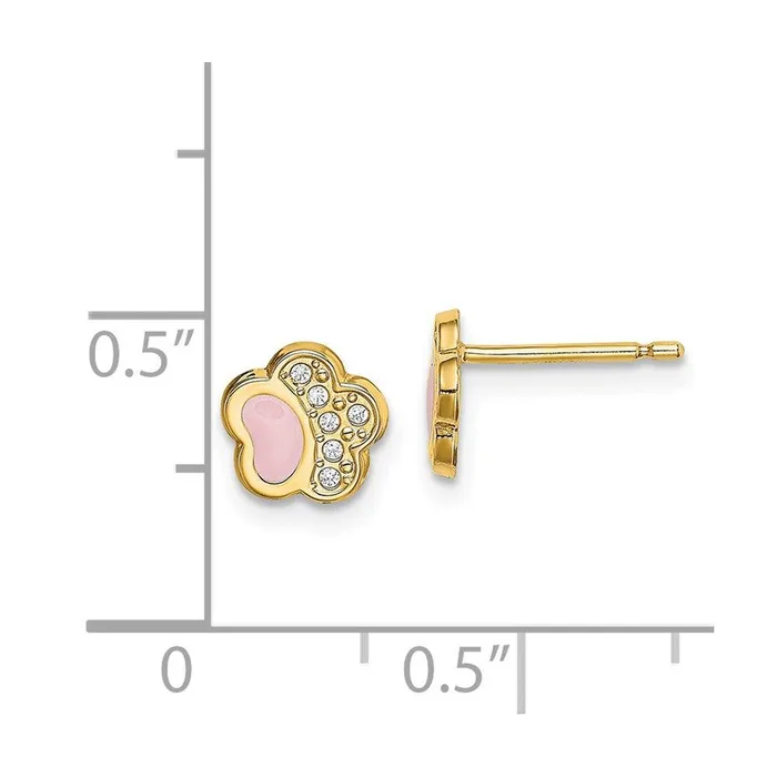 Jewelry Madi K Kids 14k CZ Pink Enamel Paw Post Earrings Earrings