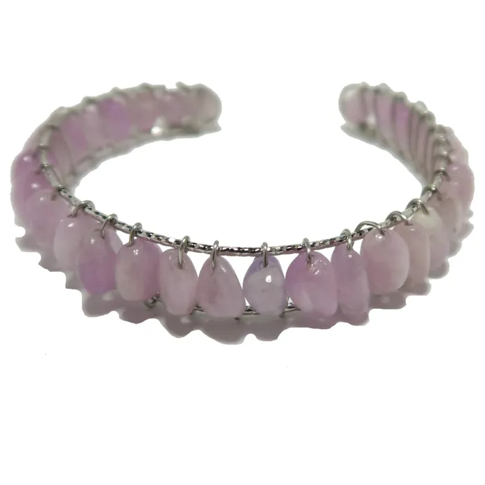 Kunzite Bracelet Cuff Pink Love 18Karat Gold Satin Crystals Bracelets