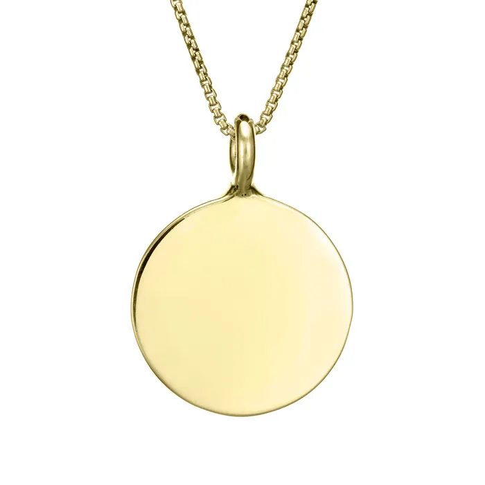 Necklaces Simple Bail Circle Cremation Necklace in 14K Yellow Gold closebymejewelry