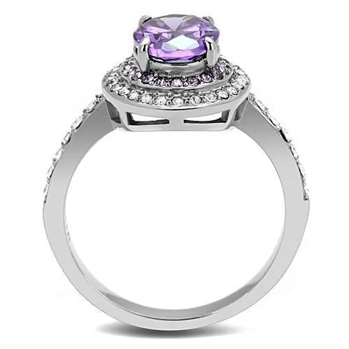 Rings Alamode TK3032 High polished no plating Stainless Steel Ring with AAA Grade CZ in Amethyst