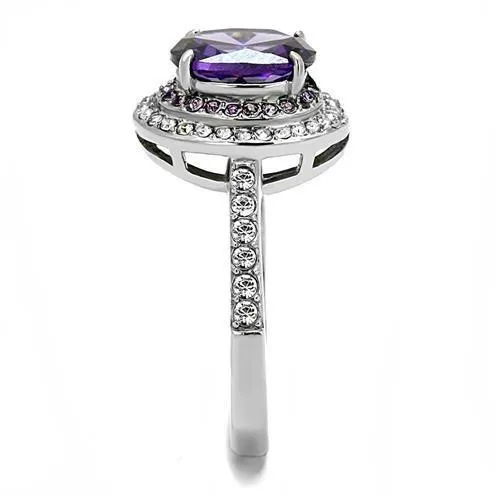 Rings Alamode TK3032 High polished no plating Stainless Steel Ring with AAA Grade CZ in Amethyst
