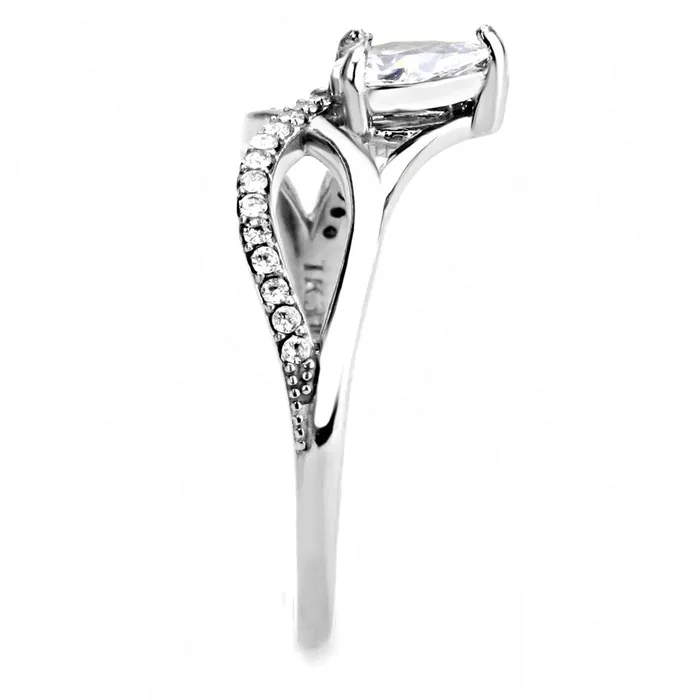 Rings DA149 High polished no plating Stainless Steel Ring with AAA Grade CZ in Clear Alamode