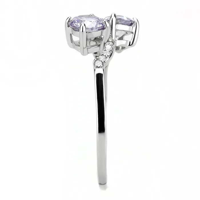 Rings DA244 High polished no plating Stainless Steel Ring with AAA Grade CZ in Light Amethyst Alamode