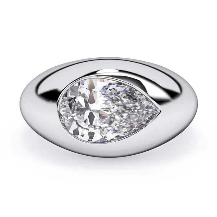 Rings deBebians Cigar Band Bezel Solitaire Engagement Ring