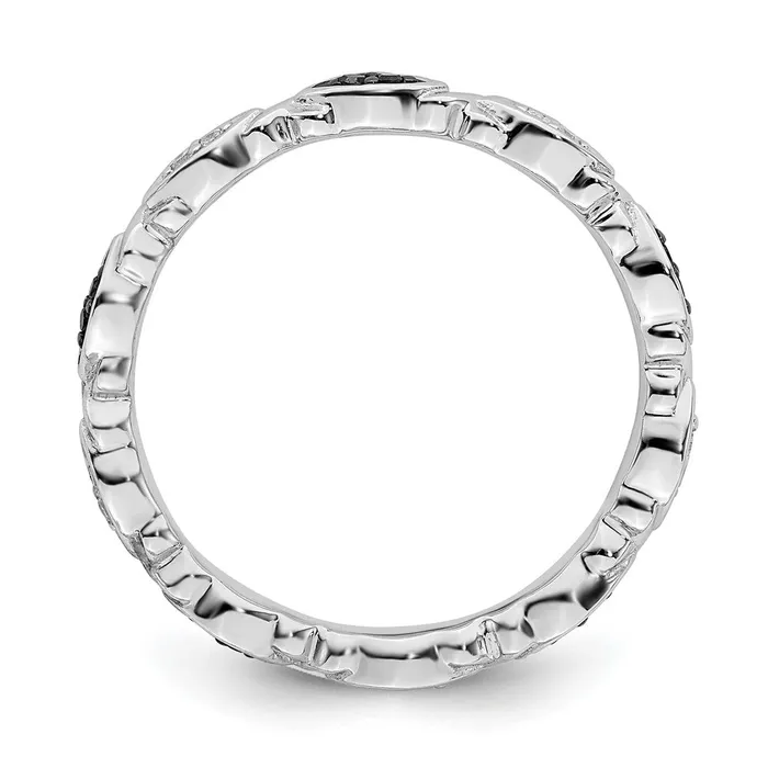 Rings Sterling Silver Stackable Expressions Black White Diamond Ring QSK1056 Stackable Expressions