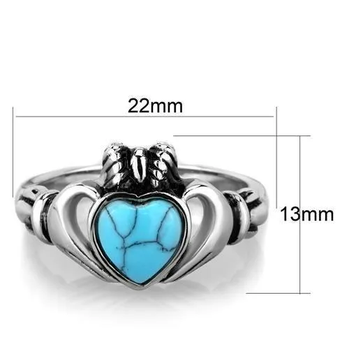 Rings TK1770 High polished no plating Stainless Steel Ring with Synthetic Turquoise in Sea Blue Alamode