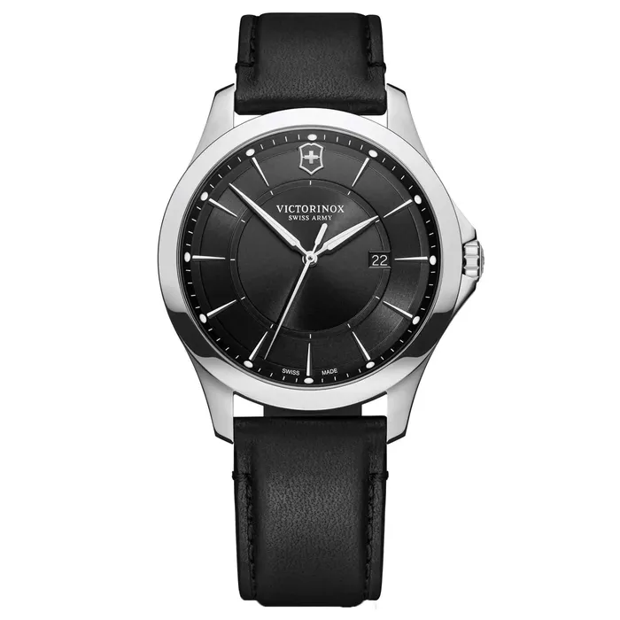 Rings Victorinox Swiss Army Victorinox Swiss Army Mens Watch Alliance Silver Tone Case Black Dial 241904