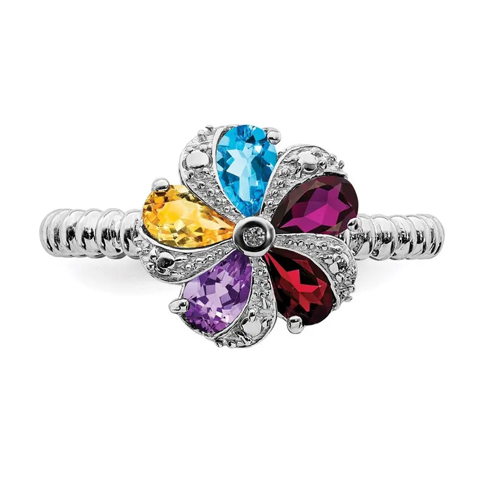 Sterling Silver Stackable Expressions Gemstone Diamond Ring QSK791 Stackable Expressions Rings Sterling Silver Stackable Expressions Gemstone Diamond Ring QSK791 Stackable Expressions Rings