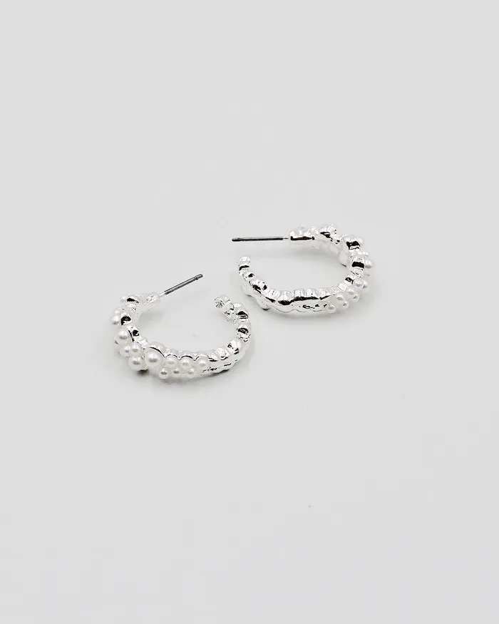 052422 Earrings Pearl Beaded Open Hoop Earrings