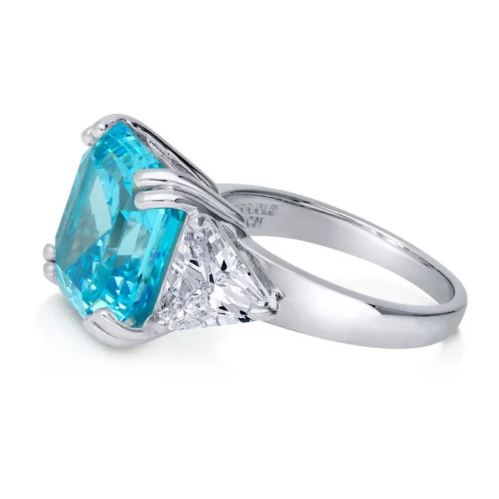 3Stone Blue Asscher CZ Ring in Sterling Silver 126ct BERRICLE Rings