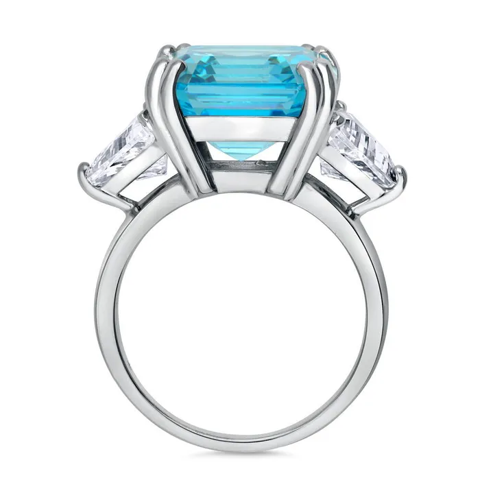 3Stone Blue Asscher CZ Ring in Sterling Silver 126ct BERRICLE Rings