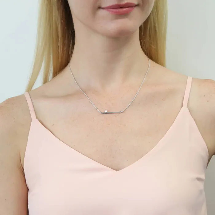 BERRICLE Bar CZ Pendant Necklace in Sterling Silver Necklaces