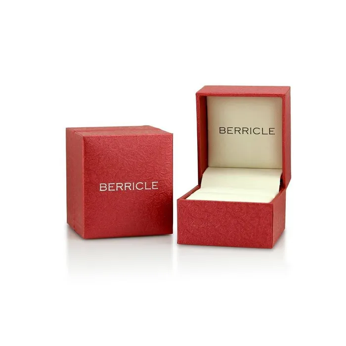 BERRICLE Rings Halo Purple CZ Ring in Sterling Silver