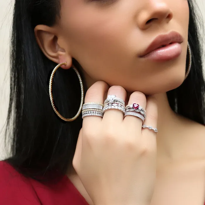 BERRICLE Rings Woven Pave CZ Eternity Ring in Sterling Silver