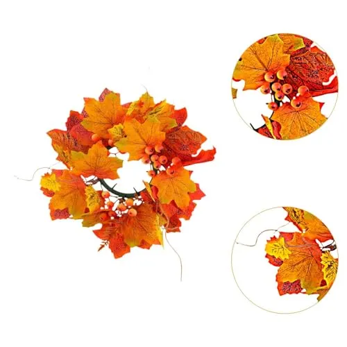 Dropshipped via Social Commerce Network Rings Fashion My Day Halloween Candle Ring Wreath Autumn Candle Rings for Party Door Thanksgiving Yellow