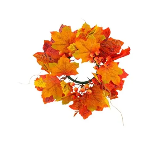 Dropshipped via Social Commerce Network Rings Fashion My Day Halloween Candle Ring Wreath Autumn Candle Rings for Party Door Thanksgiving Yellow