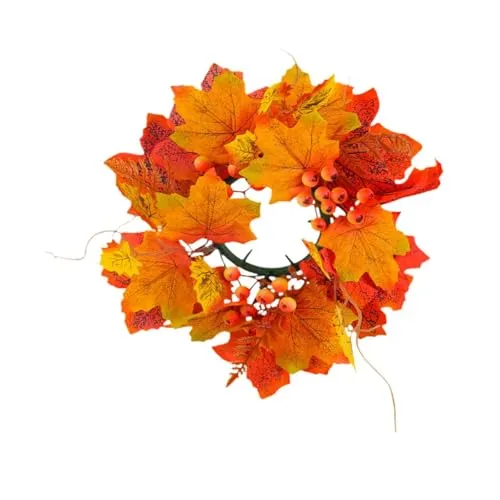 Dropshipped via Social Commerce Network Rings Fashion My Day Halloween Candle Ring Wreath Autumn Candle Rings for Party Door Thanksgiving Yellow