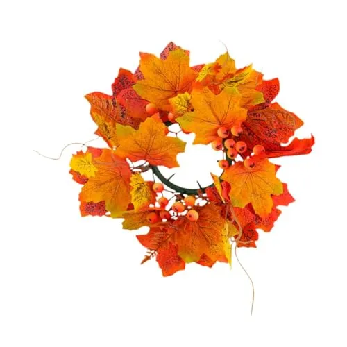 Dropshipped via Social Commerce Network Rings Fashion My Day Halloween Candle Ring Wreath Autumn Candle Rings for Party Door Thanksgiving Yellow