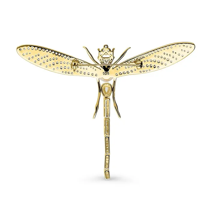 Earrings BERRICLE Dragonfly Button Cultured Pearl Pin in Sterling Silver
