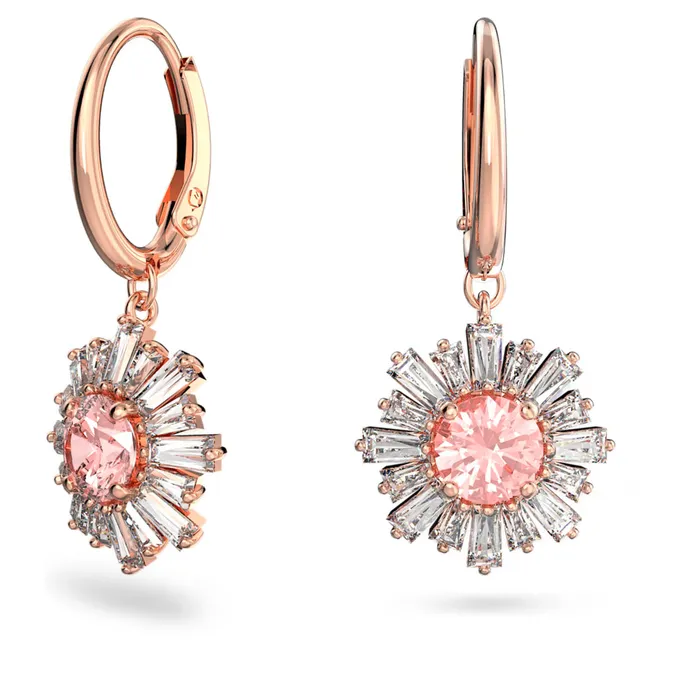 Earrings Swarovski Sunshine Hoop Earrings Pink Rose goldtone plated Swarovski