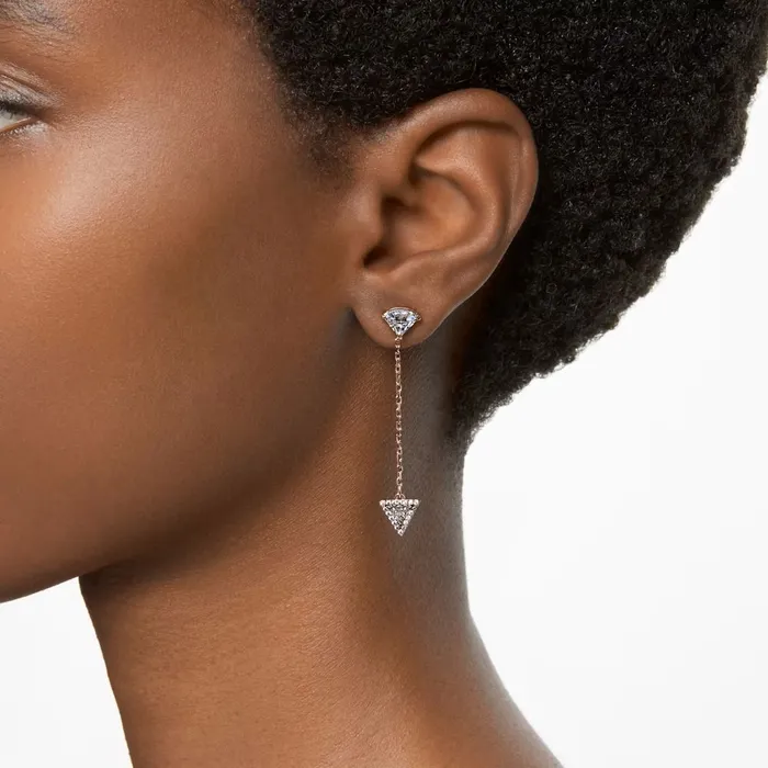 Earrings Swarovski Swarovski Ortyx Drop EarringsTriangle cut Asymmetric design White Rose goldtone plated ONE SIZE Earrings Swarovski Swarovski Ortyx Drop EarringsTriangle cut Asymmetric design White Rose goldtone plated ONE SIZE
